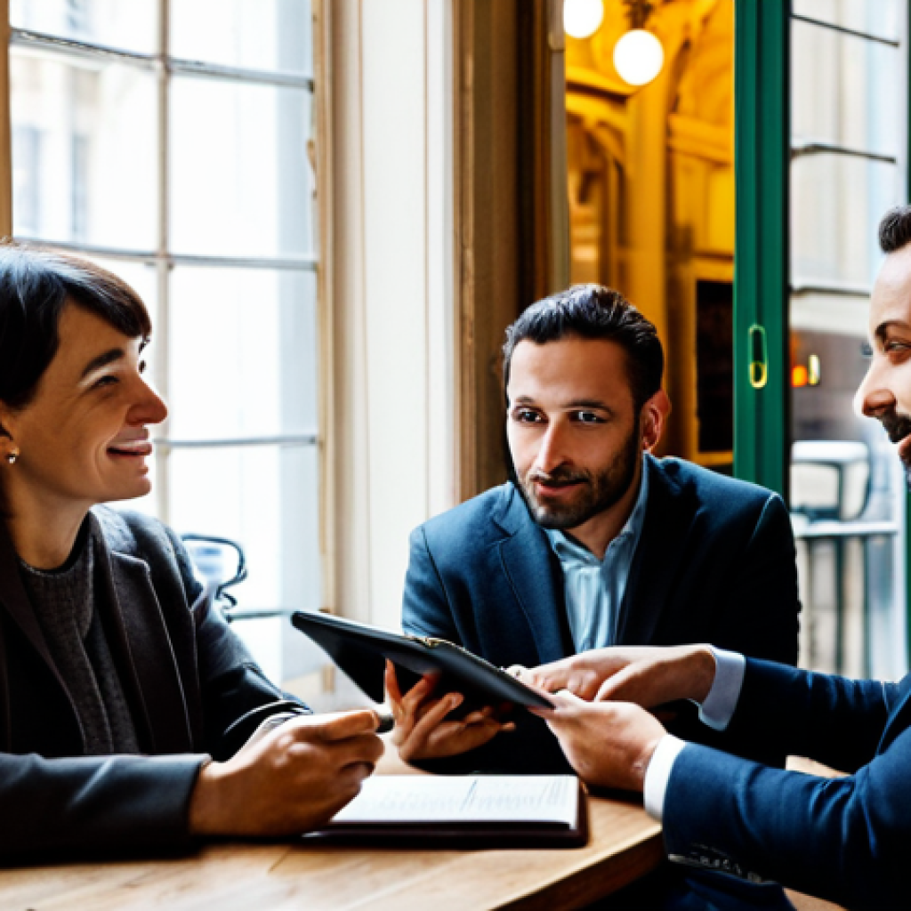 A diverse group of adults in a sophisticated Parisian cafe, fully clothed in modest professional-casual attire. One person is animatedly narrating a story with expressive gestures, while another looks attentively at a tablet displaying a vibrant digital interface. A third person is quietly reading from a classic book. The background features warm lighting, subtle Parisian architectural details through a window, and comfortable seating arrangements. Professional photography, high detail, cinematic lighting, safe for work, appropriate content, perfect anatomy, correct proportions, natural pose, well-formed hands, proper finger count, natural body proportions, modest, family-friendly.