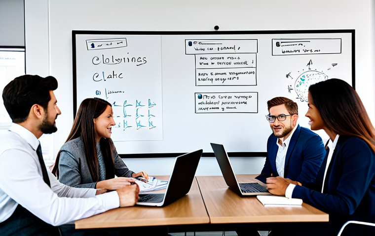 **

A professional marketing team brainstorming in a modern office, discussing a storytelling campaign. The scene includes a whiteboard with story arcs and keywords, diverse team members in appropriate business attire, laptops, and coffee cups. Focus on collaboration and innovation. Fully clothed, professional dress, safe for work, perfect anatomy, natural proportions, professional photography, high quality.

**