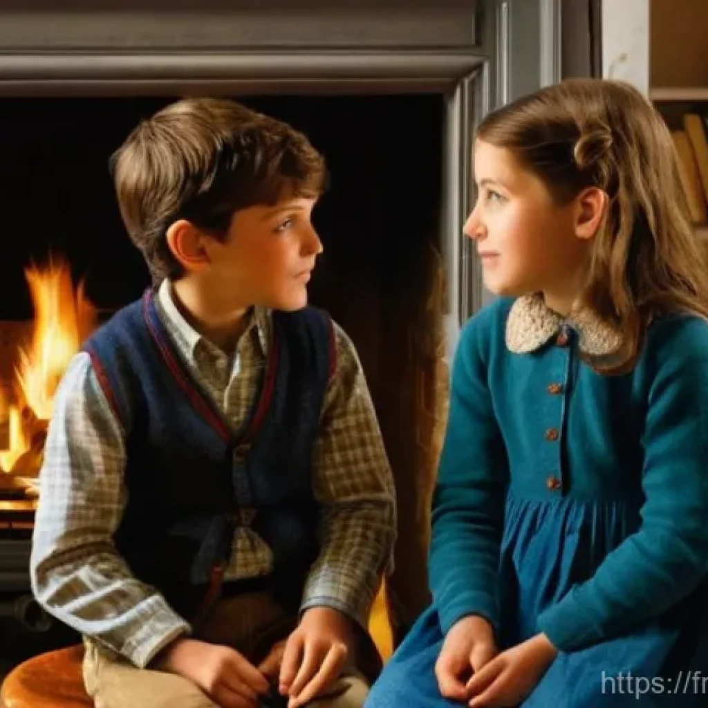 스토리텔러의 이야기가 사회에 미치는 영향 - **Intergenerational Storytelling by a French Fireplace**: A warm, cozy scene. A kind, smiling grandm...