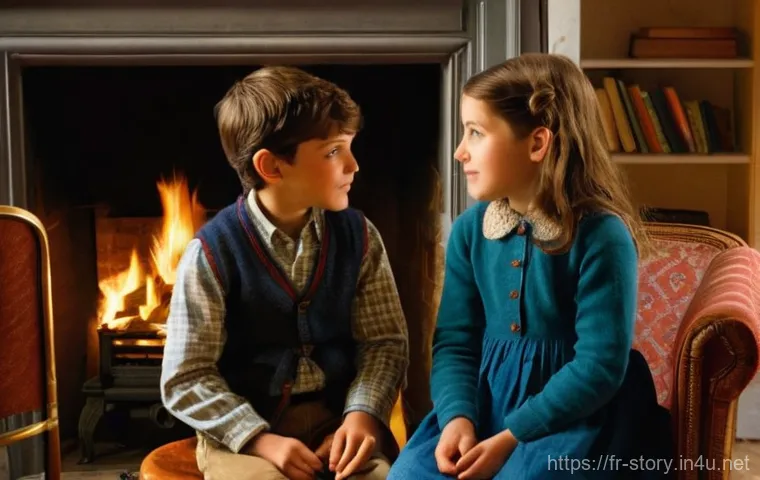 스토리텔러의 이야기가 사회에 미치는 영향 - **Intergenerational Storytelling by a French Fireplace**: A warm, cozy scene. A kind, smiling grandm...