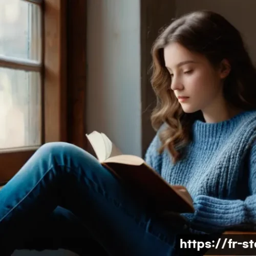 Home 31 스토리텔러가 피해야 할 실수들 - A thoughtful young woman, aged around 20-25, sits by a large window in a cozy, slightly bohemian apa...