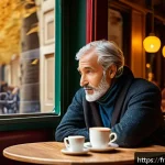 스토리텔러로서 성공한 명언 - A warm, inviting scene of a passionate storyteller in a cozy Parisian caf&eacute;, surrounded by an attenti...