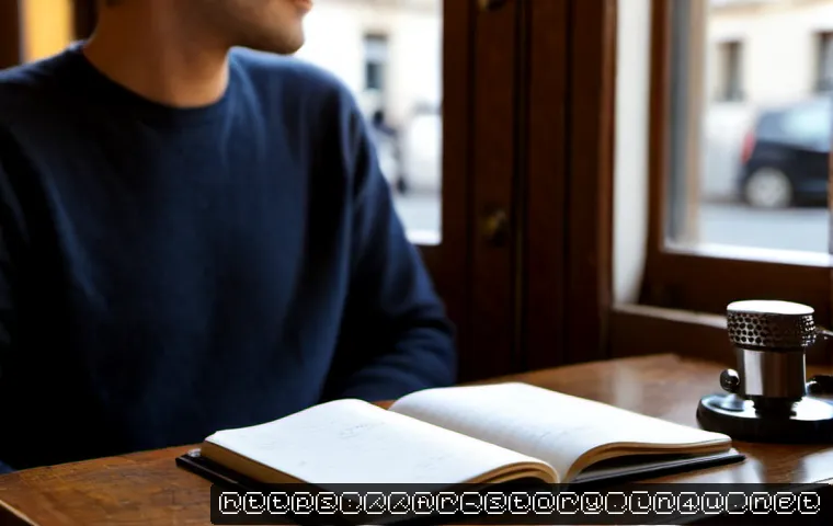 스토리텔러 직업을 선택한 이유 - Photorealistic French storyteller at a cozy Parisian café table, thoughtfully shaping a handwritten ...