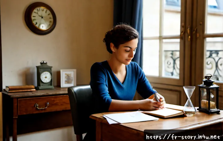 Home 17 스토리텔러 필수 스킬 10가지 - Photorealistic editorial scene of a confident French storyteller in a warm Paris apartment studio, s...