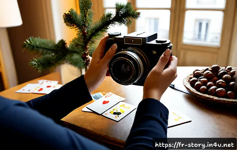 스토리텔러가 주목해야 할 연말 트렌드 - Photorealistic editorial scene of a French storyteller planning year-end content at a warm home-offi...