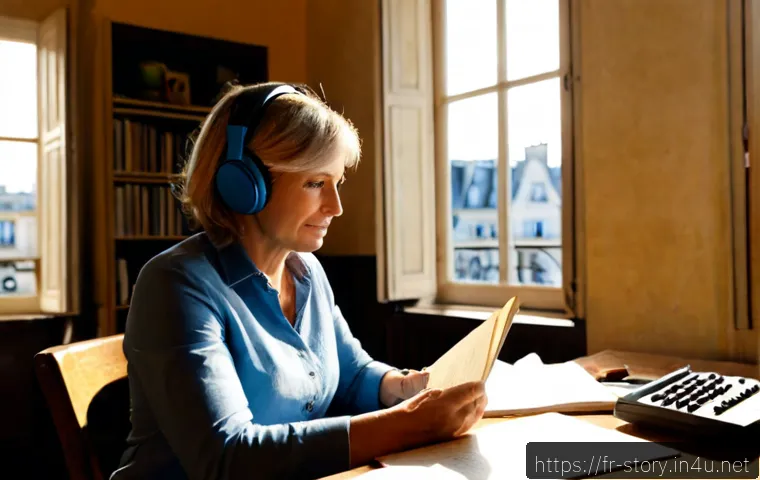 스토리텔러 직업의 장단점과 도전 과제 분석과 사례 연구와 전략 - Photorealistic editorial scene of a French storyteller working in a sunlit Paris apartment studio, t...